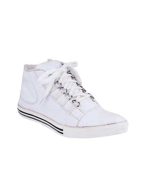 white leatherette lace up sneaker - 14073295 - Very Small Image - 1