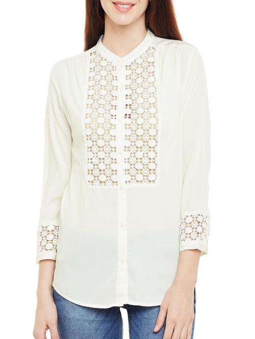 white crepe regular shirt - 14073766 - Very Small Image - 1