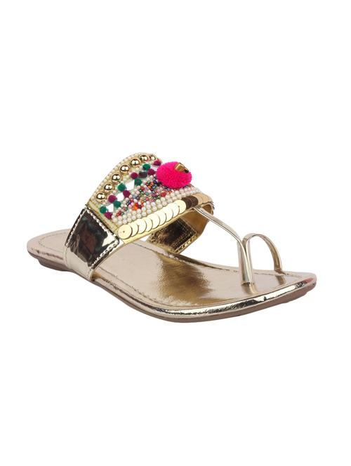 gold one toe  kolhapuri - 14075157 - Very Small Image - 1