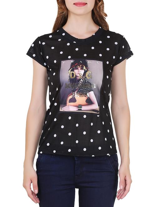 black printed cotton tee - 14075307 - Very Small Image - 1