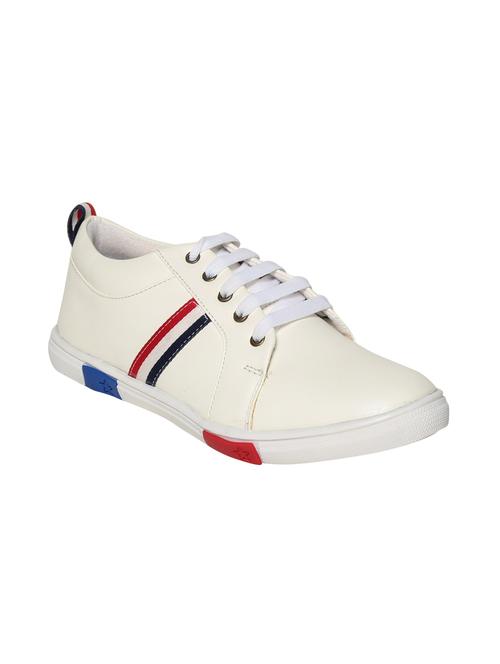 white leatherette lace up sneaker - 14075371 - Very Small Image - 1