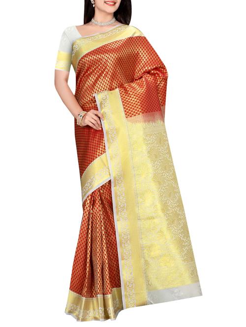 red art silk woven saree with blouse - 14076265 - Very Small Image - 1
