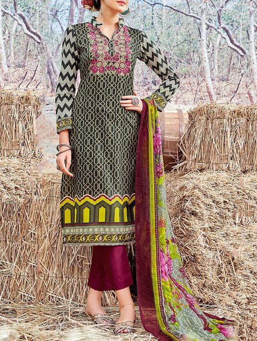 multicolored straight pant suit dress material - 14076445 - Very Small Image - 1