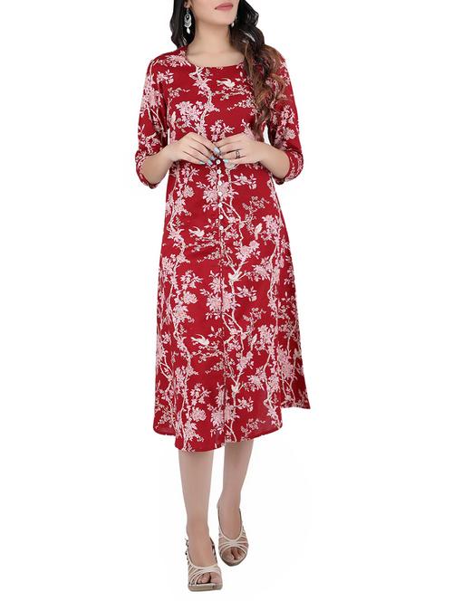 red cotton aline kurta - 14077078 - Very Small Image - 1