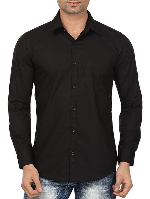 black cotton casual shirt - 14077597 - Very Small Image - 1