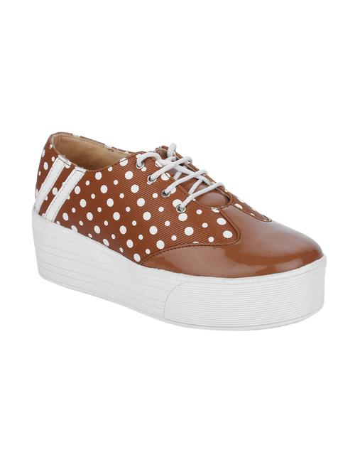 tan faux leather plimsolls sneakers - 14078866 - Very Small Image - 1