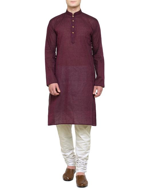 maroon cotton ethnic wear set - 14081106 - Very Small Image - 1