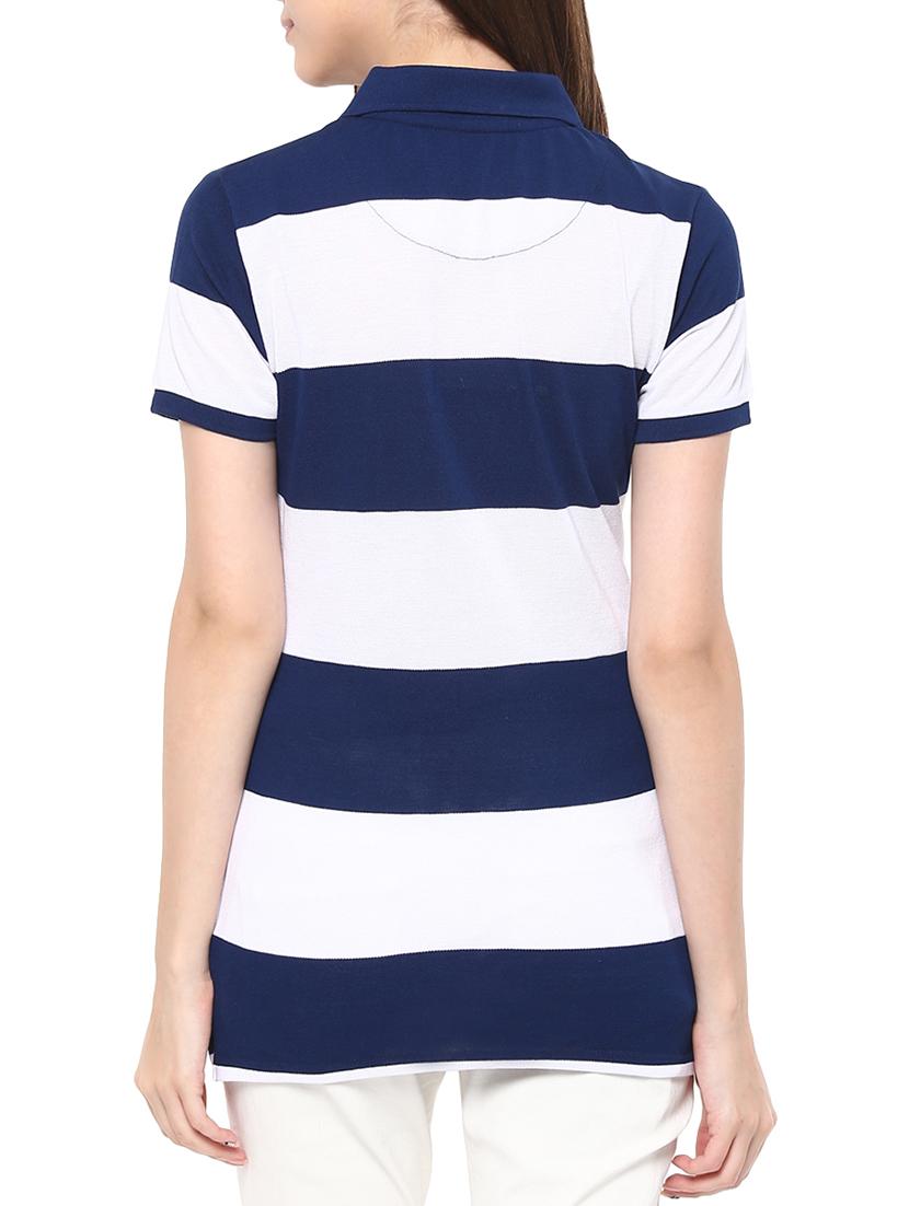 women's striped polo neck t-shirt - 14082145 - Zoom Image - 2