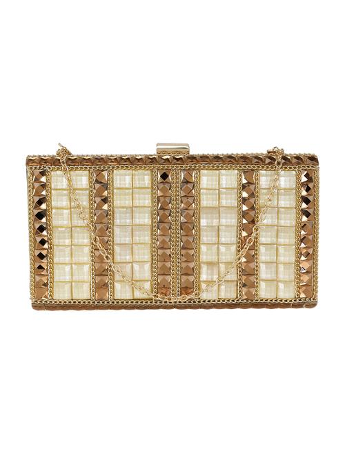 gold metal box clutch - 14082344 - Very Small Image - 1