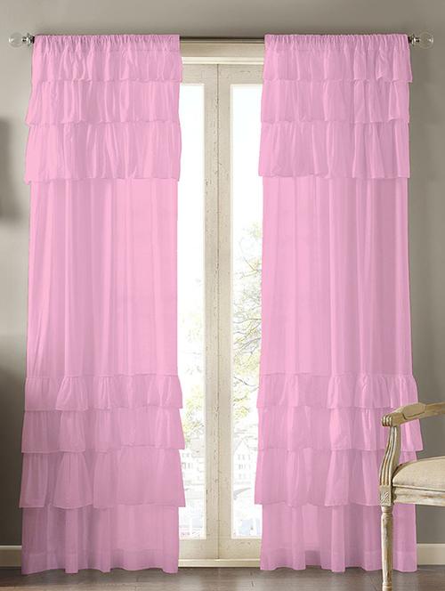 voil pink ruffle cotton door rod curtain set of 2 - 14082585 - Very Small Image - 1