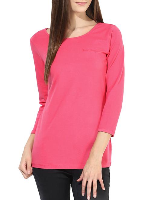 pink cotton lycra regular tshirt - 14082607 - Very Small Image - 1