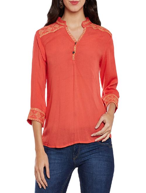 women's straight mandarin neck top - 14084445 - Very Small Image - 1