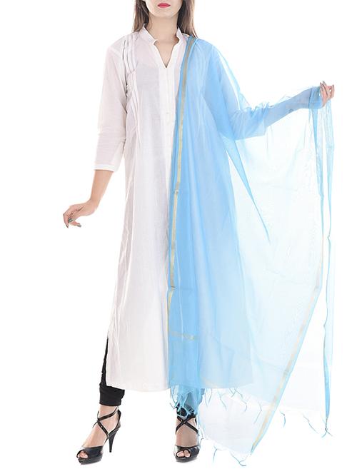 sku blue chanderi dupatta - 14084958 - Very Small Image - 1