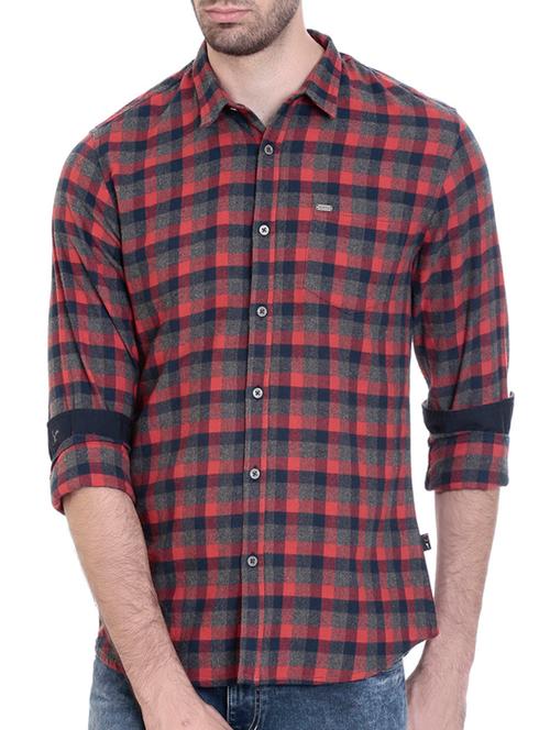 red cotton casual shirt - 14085077 - Very Small Image - 1