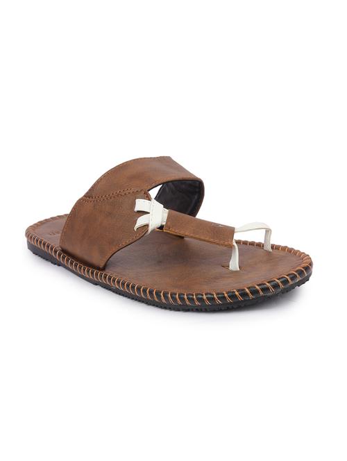brown leatherette slip on slipper - 14085556 - Very Small Image - 1