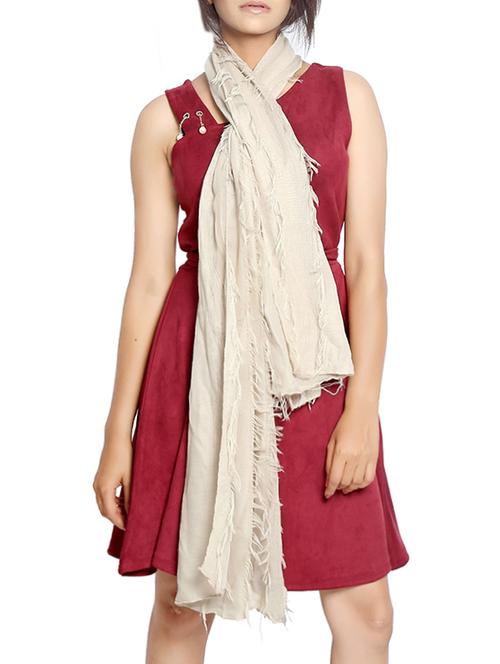 beige polyester stole - 14086062 - Very Small Image - 1