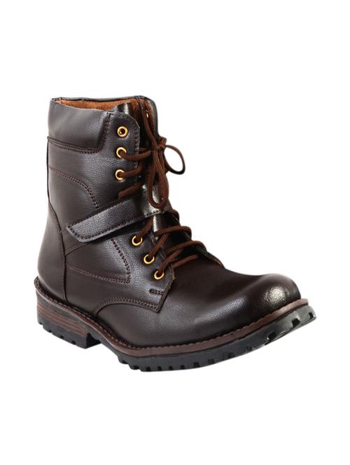 brown leatherette high ankle boot - 14086889 - Very Small Image - 1