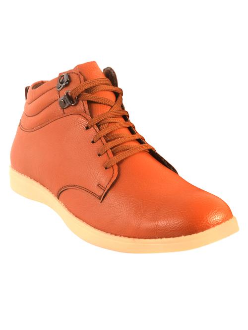 tan leatherette lace up boot - 14086910 - Very Small Image - 1