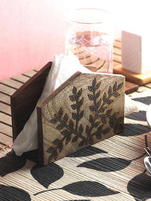 vareesha hand made flowery vine wooden tissue holder - 14088352 - Very Small Image - 1