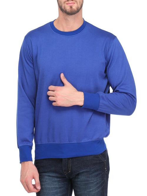 solid royal blue cotton sweatshirt - 14088640 - Very Small Image - 1