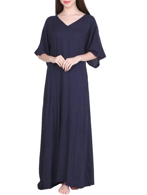 navy blue viscose gown - 14089452 - Very Small Image - 1