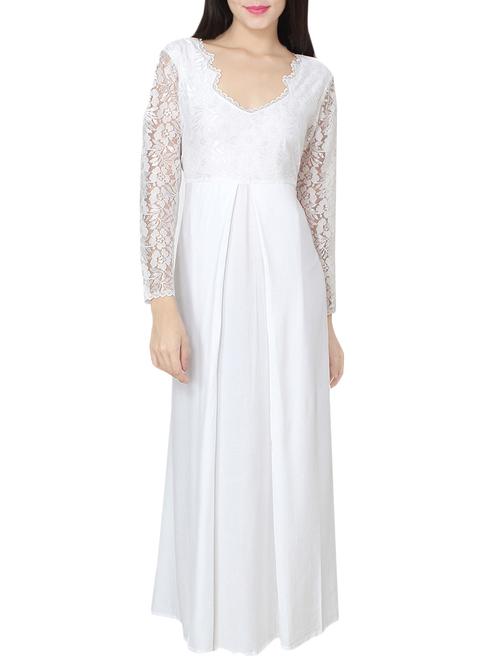 solid white viscose gown - 14089486 - Very Small Image - 1