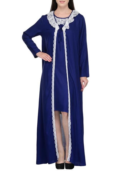 navy blue viscose gown - 14089498 - Very Small Image - 1