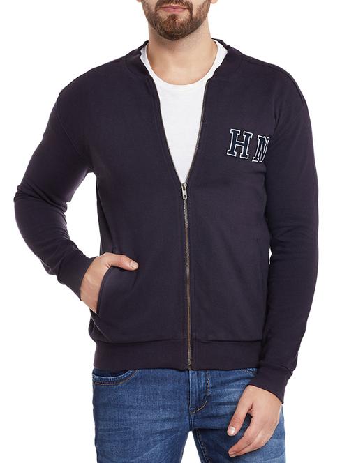 navy blue cotton casual jacket - 14089959 - Very Small Image - 1