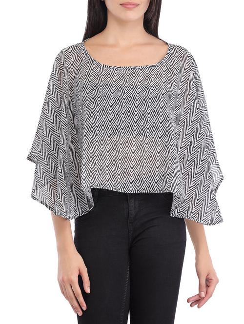 chevron printed asymmetric cape - 14090994 - Very Small Image - 1