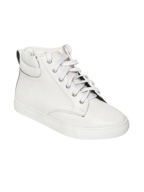 white faux leather laceup sneakers - 14092057 - Very Small Image - 1