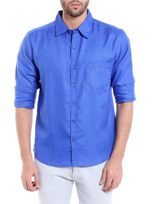 dark blue cotton blend casual shirt - 14092209 - Very Small Image - 1