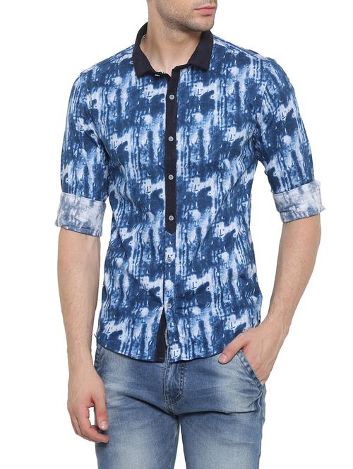 blue cotton casual shirt - 14093837 - Very Small Image - 1
