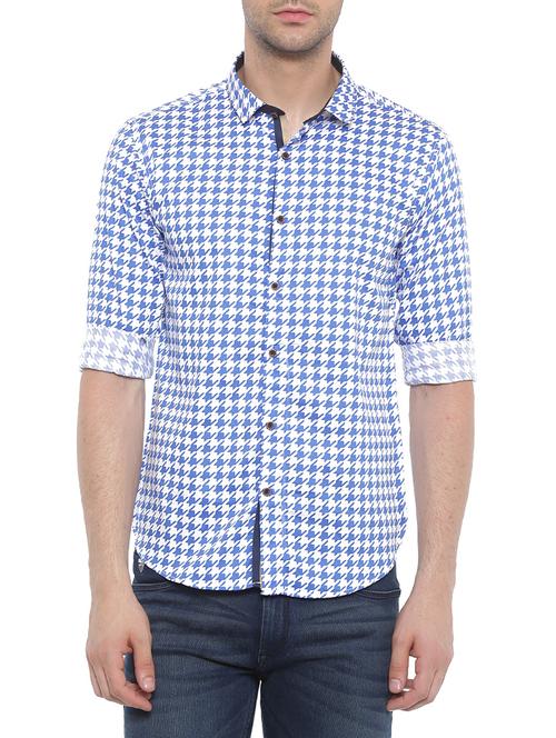 blue cotton casual shirt - 14094057 - Very Small Image - 1