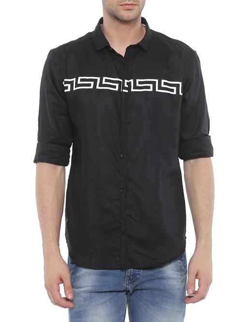black cotton casual shirt - 14094167 - Very Small Image - 1