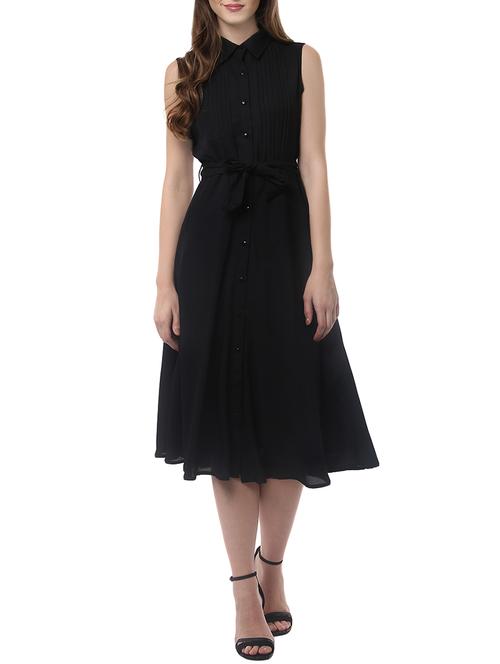 solid black poly blend dress - 14094284 - Very Small Image - 1