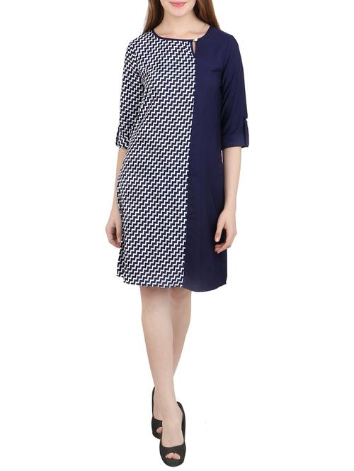 chevron key hole front dress - 14095151 - Very Small Image - 1