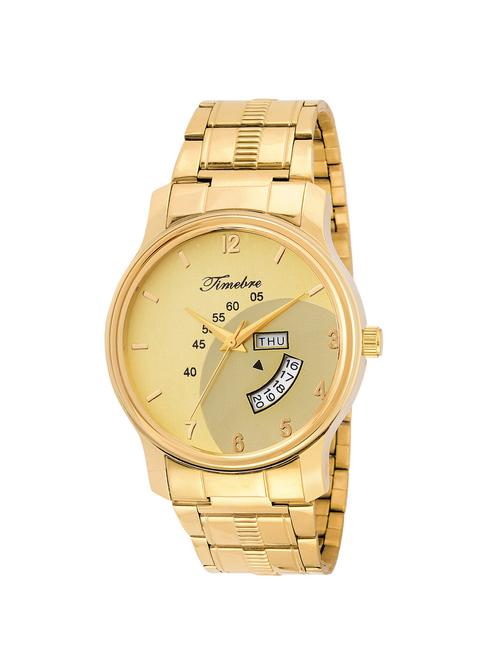 timebre men magnificent gold day & date analog watch - 14095219 - Very Small Image - 1
