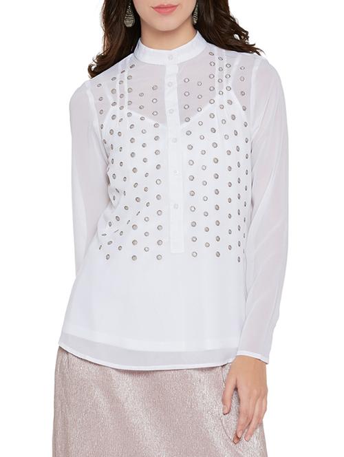 button detail embroidered top - 14096327 - Very Small Image - 1