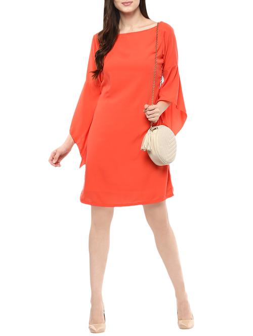 solid orange shift dress - 14096572 - Very Small Image - 1