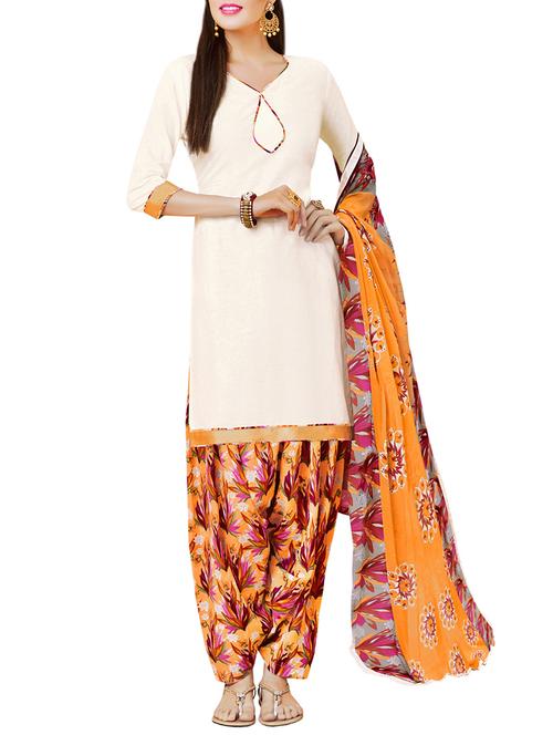 printed unstitched patiyala suit - 14096660 - Very Small Image - 1