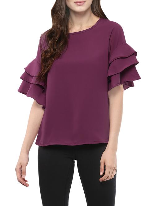 solid purple casual top - 14096733 - Very Small Image - 1