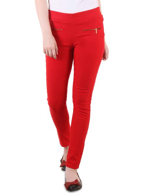solid red cotton jegging - 14098050 - Very Small Image - 1