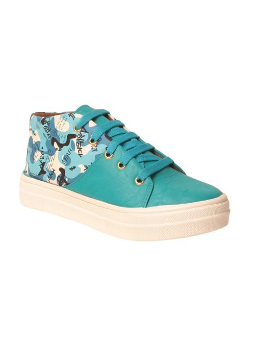 green faux leather laceup sneakers - 14098209 - Very Small Image - 1