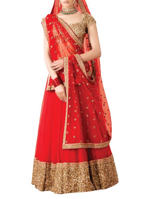 red net aline lehenga - 14098477 - Very Small Image - 1