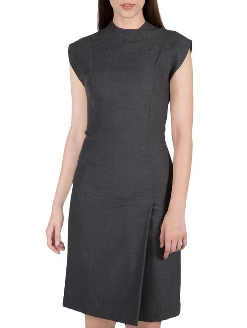 grey cotton a-line dress - 14098601 - Very Small Image - 1
