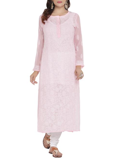 ada pink georgette long kurta - 14099106 - Very Small Image - 1