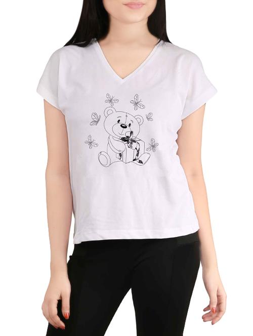 white printed casual tee - 14099981 - Very Small Image - 1