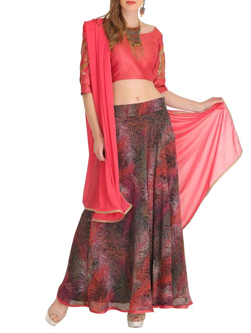 multicolored flared lehenga - 14100141 - Very Small Image - 1