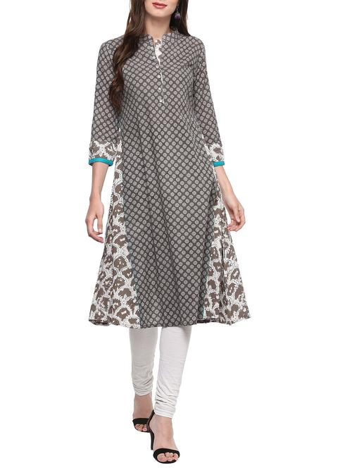 printed a-line kurta - 14100422 - Very Small Image - 1
