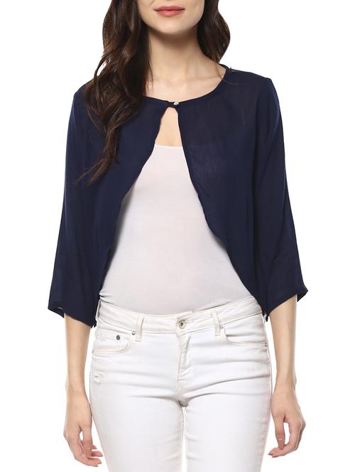 navy sheer button detail shrug - 14100538 - Very Small Image - 1